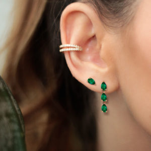 Boucle d'oreille et puce Just Joy Spring Tourmalines vertes et or 18 carats