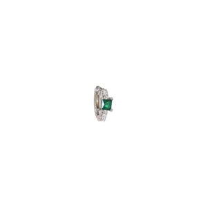 Boucle d'oreille créole Just Joy Spring en or blanc 18 carats tourmaline verte et diamants