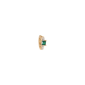 Boucle d'oreille créole Just Joy Spring en or jaune 18 carats tourmaline verte et diamants