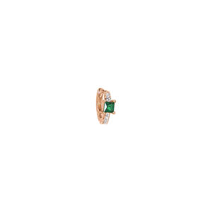 Boucle d'oreille créole Just Joy Spring en or rose 18 carats tourmaline verte et diamants