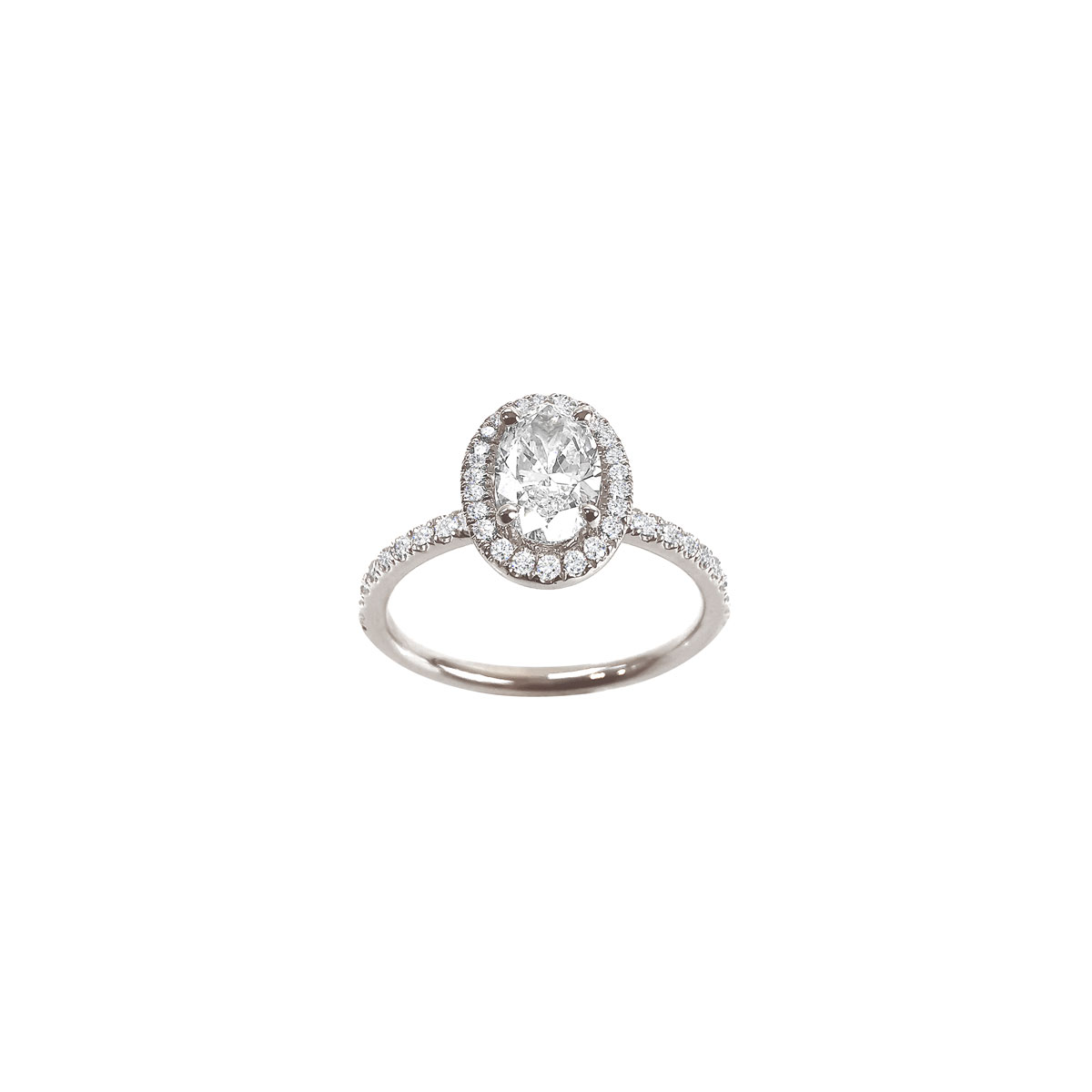 Bague solitaire Mila Ovale diamant et or blanc