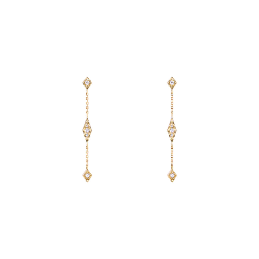 Boucle d'oreille babylone three en or jaune