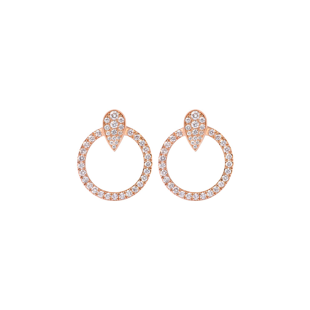Boucle d'oreille glamrock en or rose vue de face