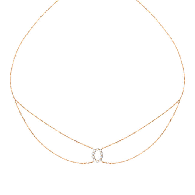 Chocker Just Joy Perla mini en or rose vue de face