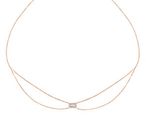 Choker mila baguette allongé en or rose