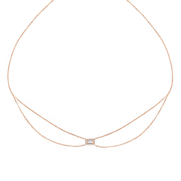 Choker mila baguette allongé en or rose
