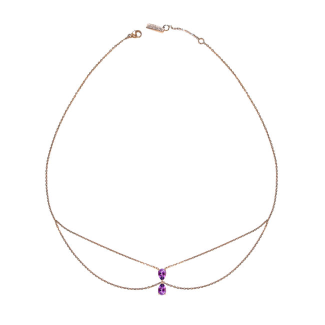 Chocker Just Joy Duo Purple en or rose 18 carats et améthystes