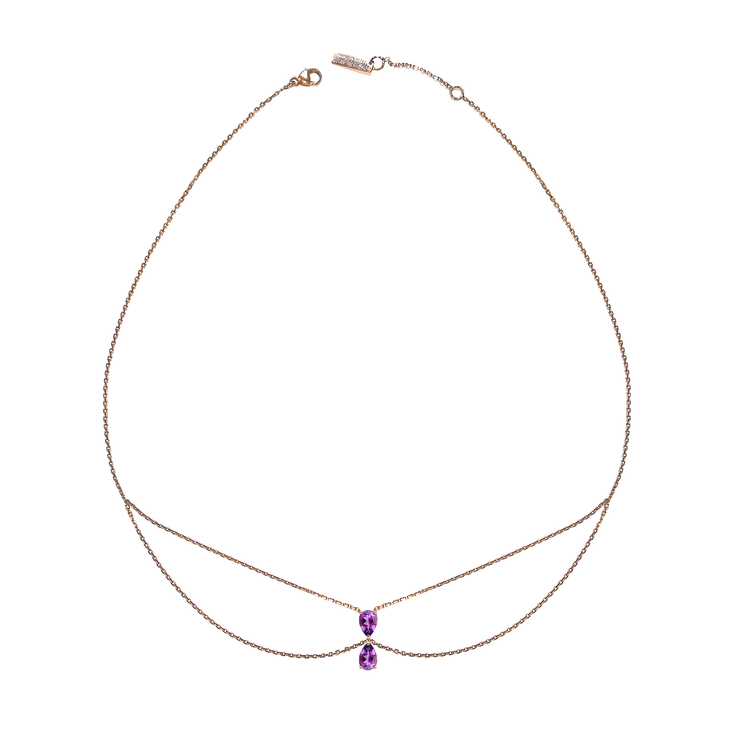 Chocker Just Joy Duo Purple en or rose 18 carats et améthystes