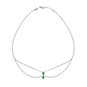 Chocker Just Joy Duo Spring en or blanc 18 carats et tourmalines vertes