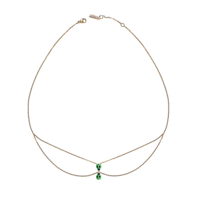 Chocker Just Joy Duo Spring en or jaune 18 carats et tourmalines vertes