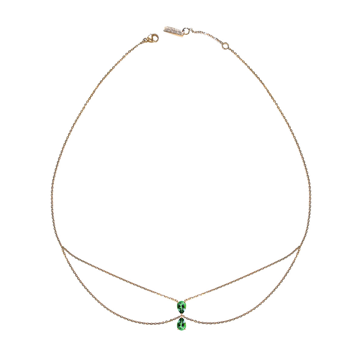 Chocker Just Joy Duo Spring en or jaune 18 carats et tourmalines vertes