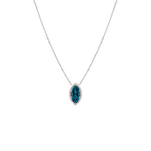Collier Mila Marquise Blue Or blanc 18 carats topaze et diamants