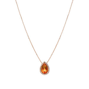 Collier Mila Poire 5 carats Citrine or rose et diamants