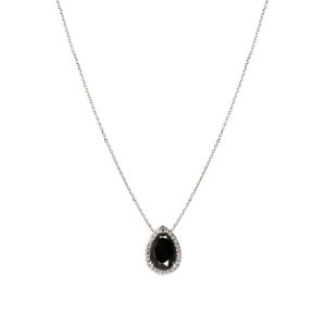 Collier Mila Poire 5 carats Spinelle noire or blanc et diamants