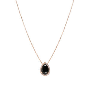 Collier Mila Poire 5 carats Spinelle noire or rose et diamants