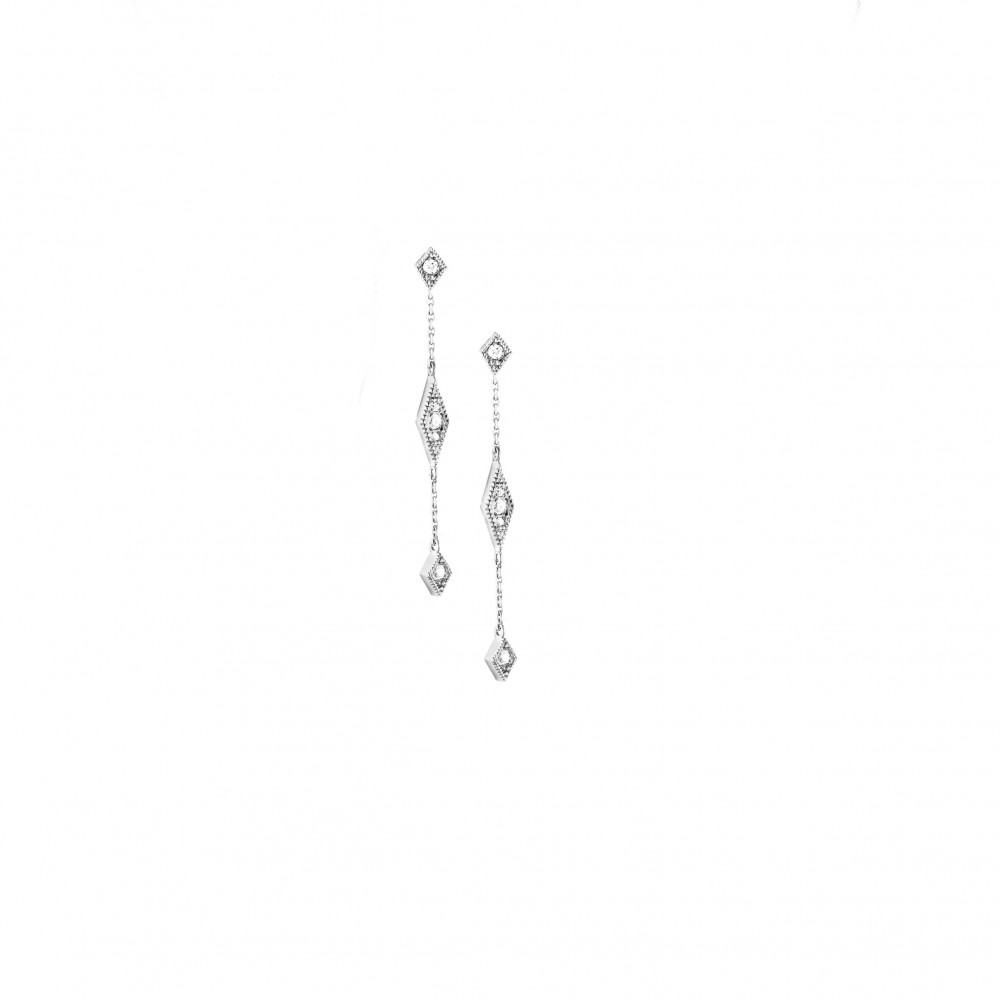 Boucles d’oreilles pendantes Babylone Three en or