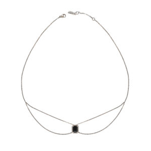 Collier chocker émeraude Mila en or blanc 18 carats et spinelle noire