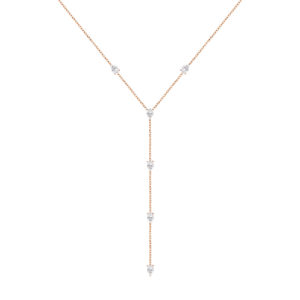 Collier sautoir Just Joy en or rose 18 carats et diamants taille poire