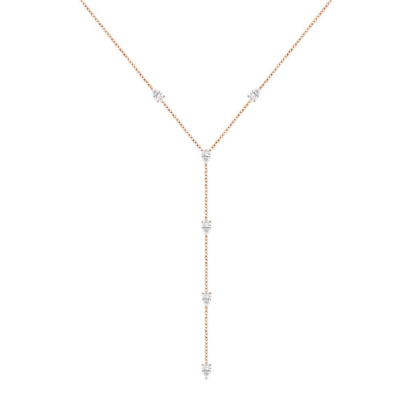 Collier sautoir Just Joy en or rose 18 carats et diamants taille poire