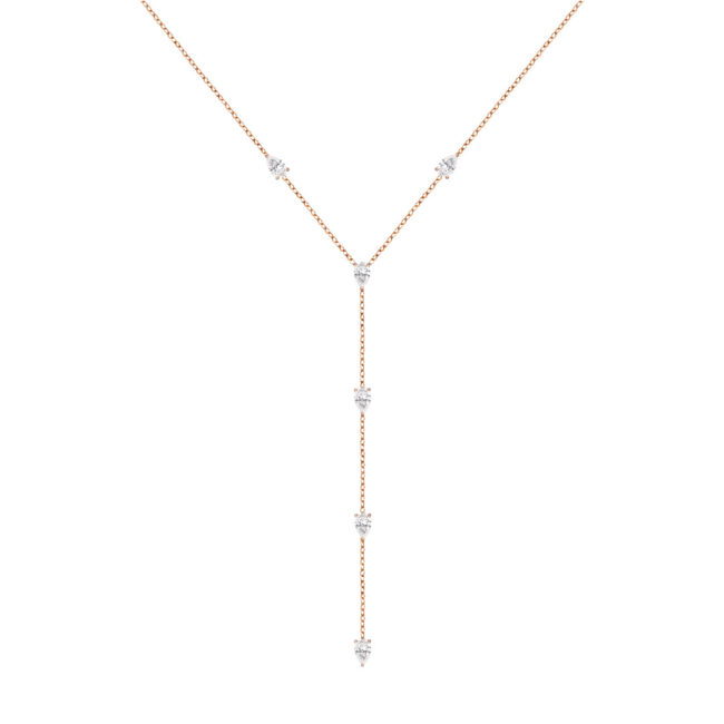 Collier sautoir Just Joy en or rose 18 carats et diamants taille poire