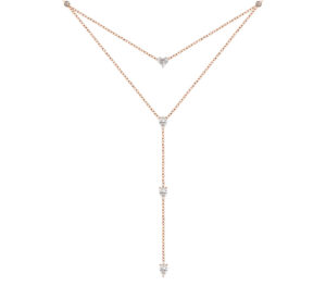 Collier sautoir Just Joy Heart en or rose 18 carats et diamants taille coeur, poire et brillant