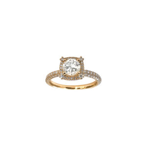 Solitaire Antik Eden taille brillant en or jaune 18 carats et diamants