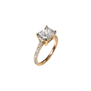 Solitaire Iris Radiant en or jaune 18 carats et diamants