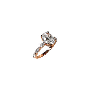 Solitaire Amanda Ovale en or rose 18 carats et diamants