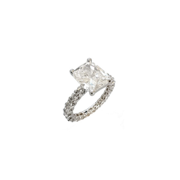 Bague Solitaire Dentelle taille Émeraude en or 18 carats blanc