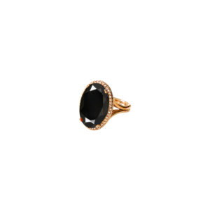 Bague Mila Joy Ovale Spinelle noire en or jaune 18 carats et diamants