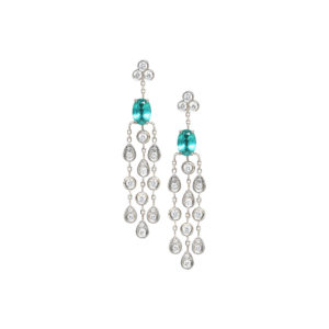 Boucles d'oreille Eclipse Bohème or blanc, émeraudes et diamants