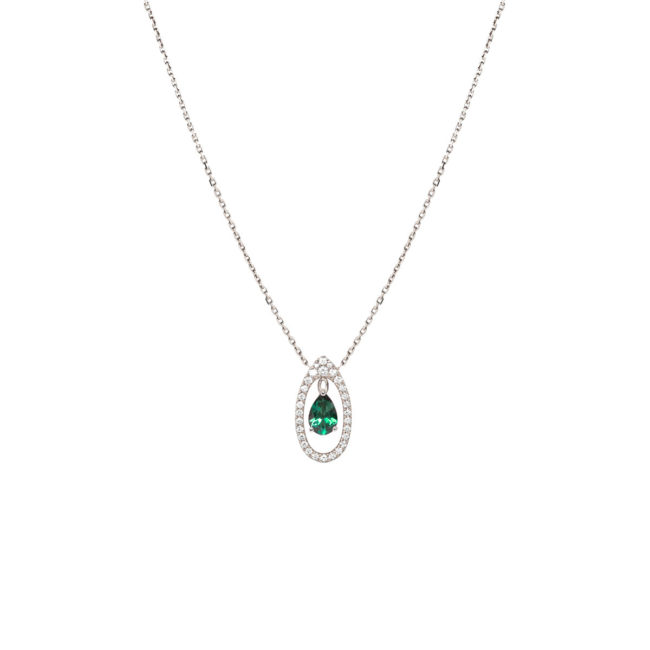 Collier Mila Only Spring tourmaline verte et diamants en Or blanc
