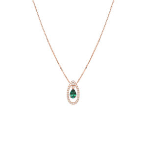 Collier Mila Only Spring tourmaline verte et diamants en Or rose