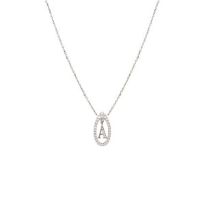 Collier Mila Initials Diamond or blanc 18 carats et diamants avec lettre alphabet