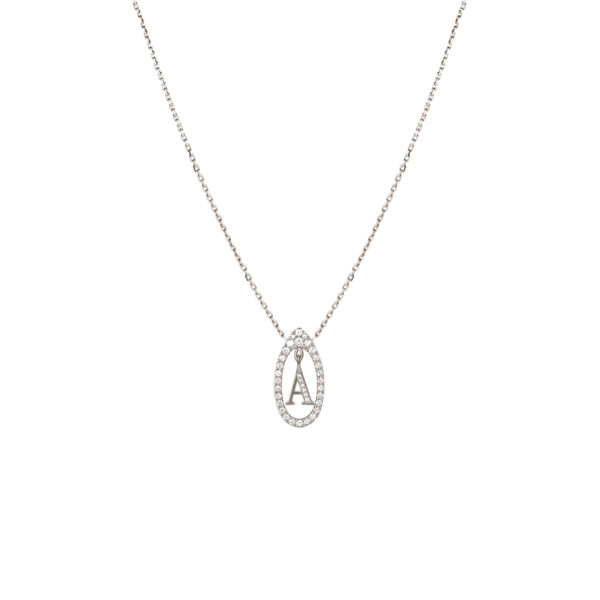 Collier Mila Initials Diamond or blanc 18 carats et diamants avec lettre alphabet