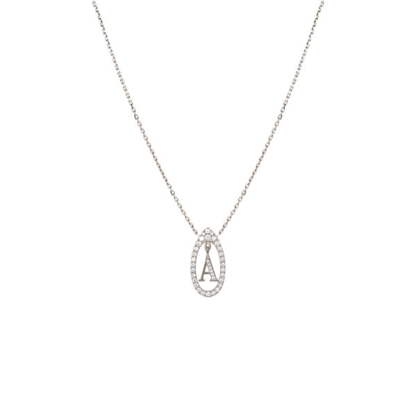 Collier Mila Initials Diamond or blanc 18 carats et diamants avec lettre alphabet