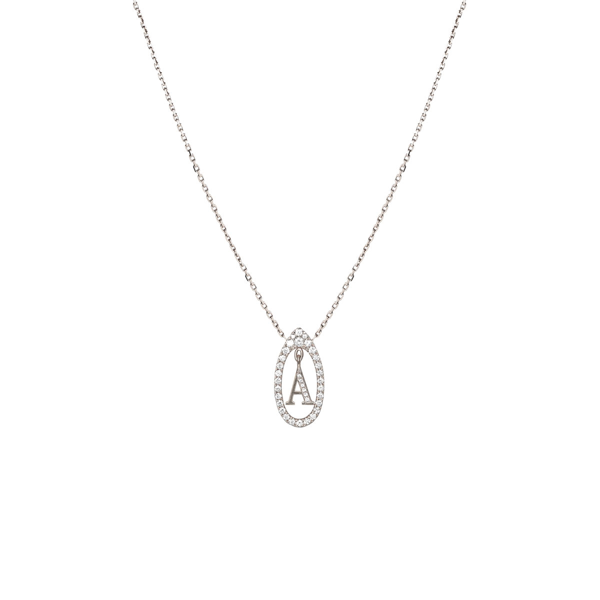 Collier Mila Initials Diamond or blanc 18 carats et diamants avec lettre alphabet