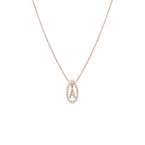Collier Mila Initials Diamond or rose 18 carats et diamants avec lettre alphabet