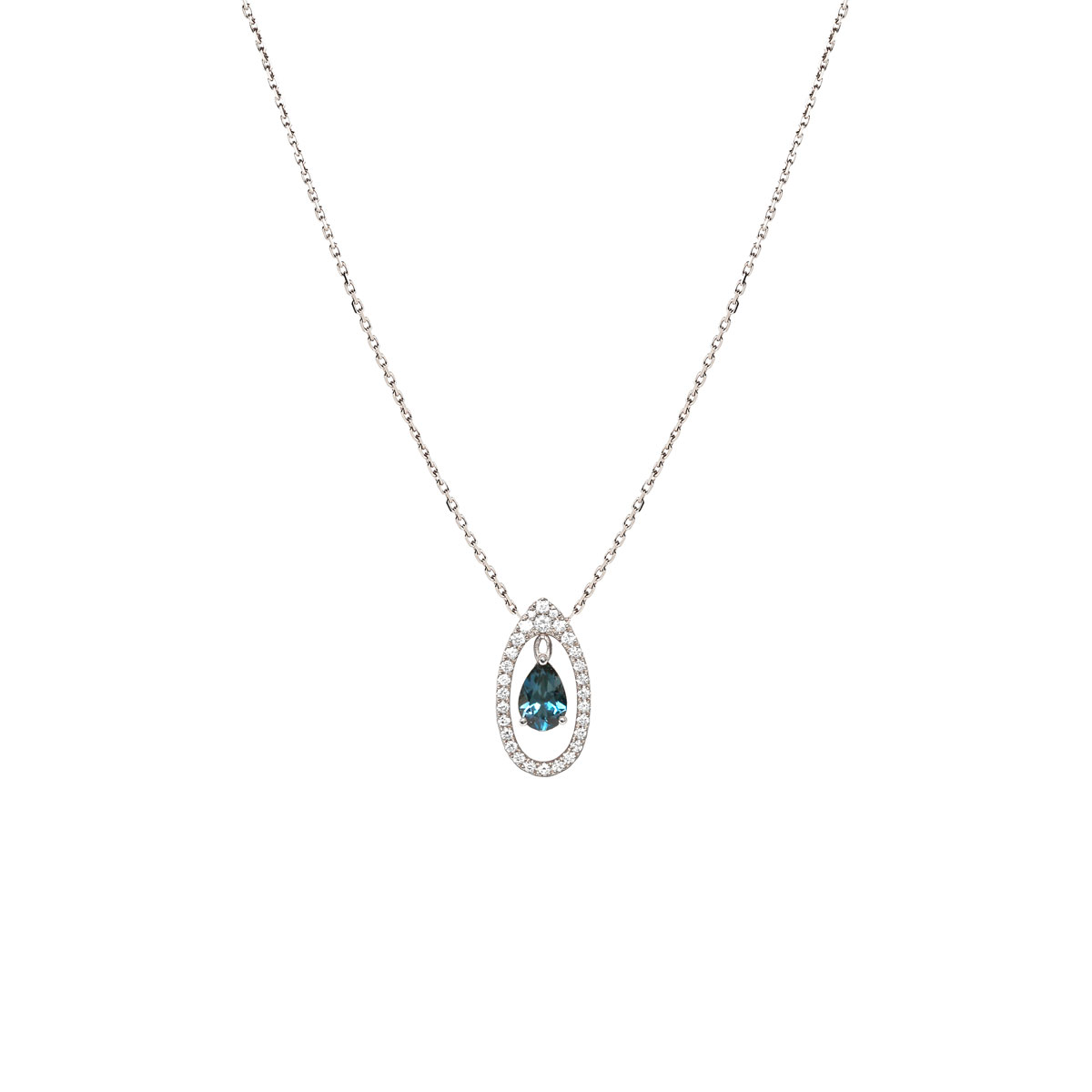 Collier Mila Only Blue topaze et diamants en Or blanc