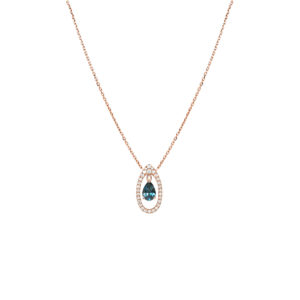 Collier Mila Only Blue topaze et diamants en Or rose