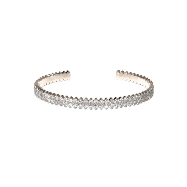 Jonc Amanda Empire Or blanc 18 carats et diamants taille brillant
