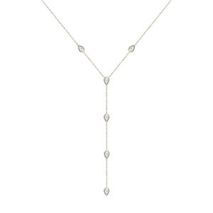 Sautoir Just Joy Close Or blanc 18 carats et diamants poire