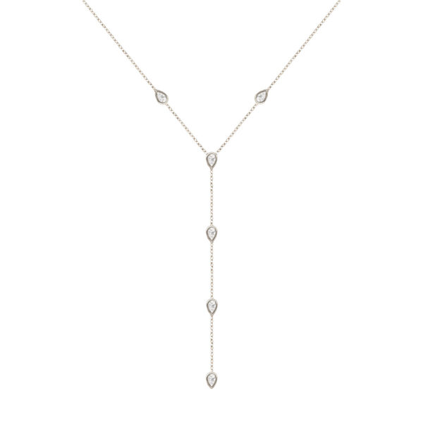 Sautoir Just Joy Close Or blanc 18 carats et diamants poire