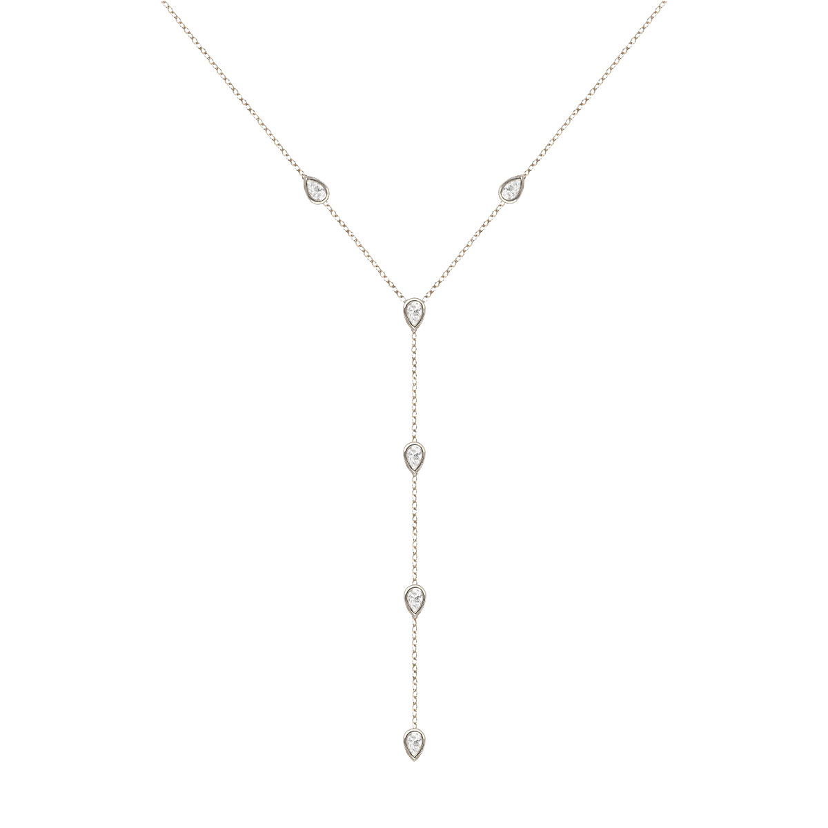 Sautoir Just Joy Close Or blanc 18 carats et diamants poire