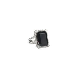 Bague Mila Square GM Spinelle noire diamants et or blanc