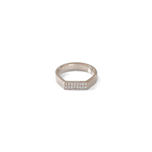 Bague Chevalière Iris GM or blanc et diamants