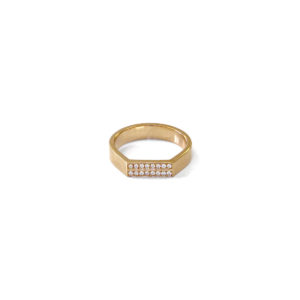 Bague Chevalière Iris GM or jaune et diamants