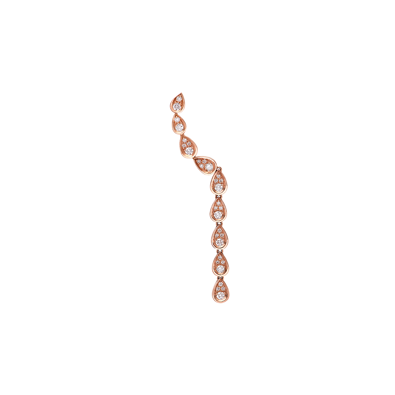 Boucle d'oreille amanda divine longue en or rose vue de face