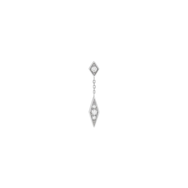 Boucle d'oreille babylone two en or blanc