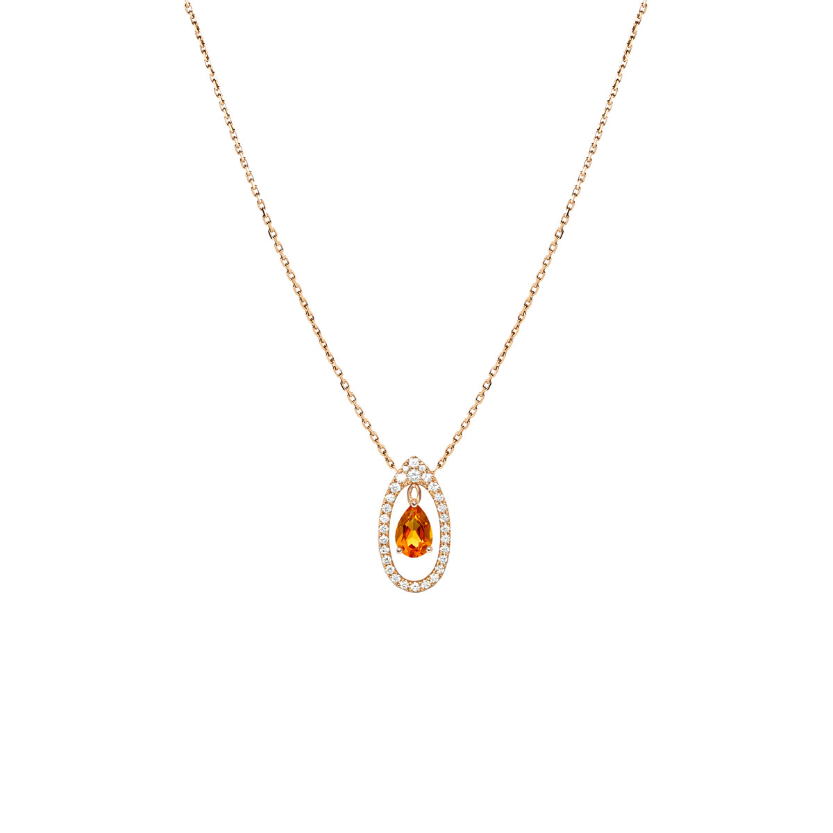 Collier Mila Only Golden Or jaune citrine et diamants